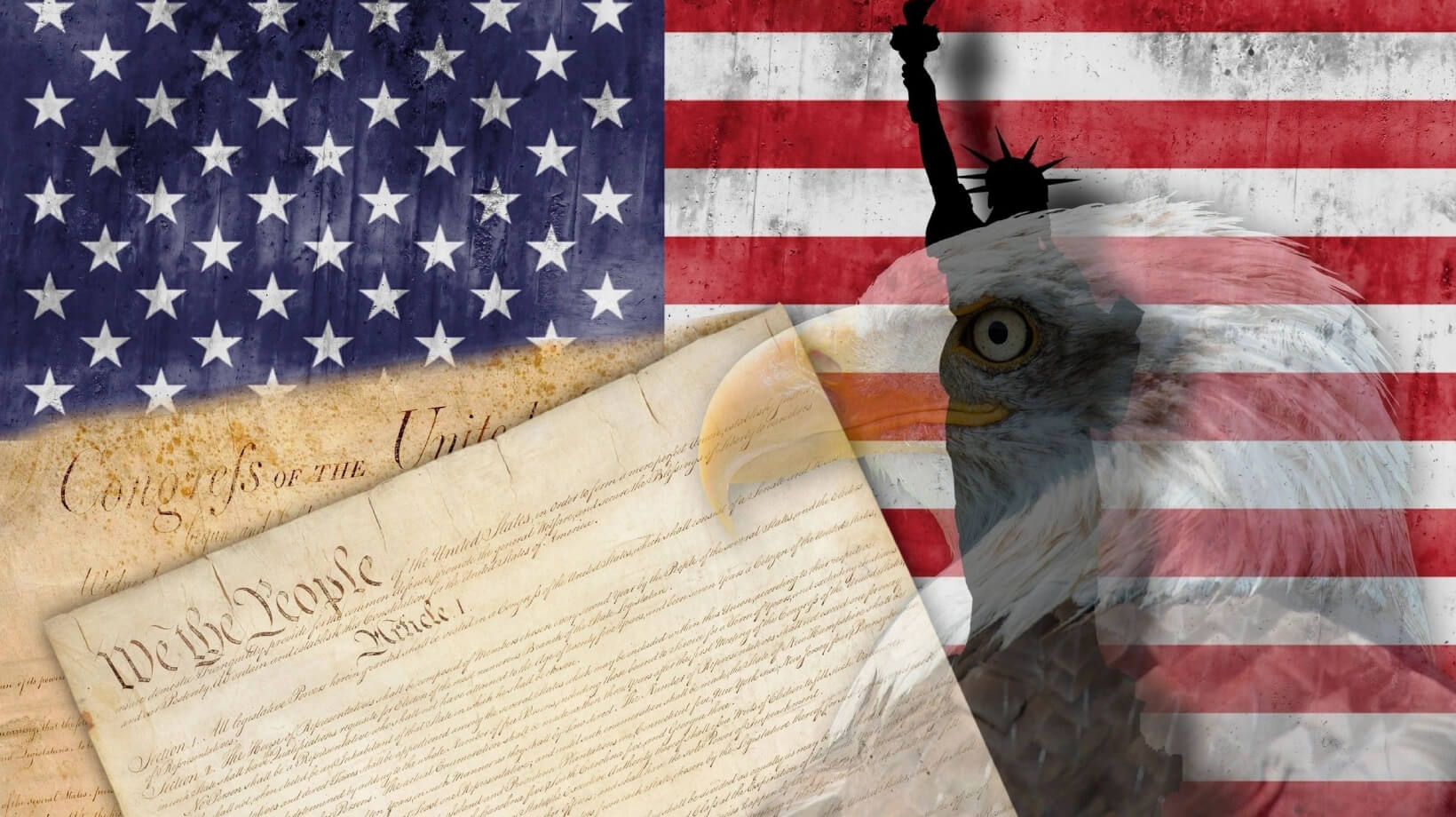 A picture of the american flag and an eagle.